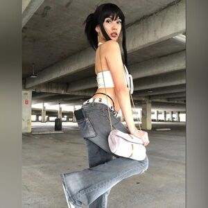 Y2K Muted blue ripped flare Jeans